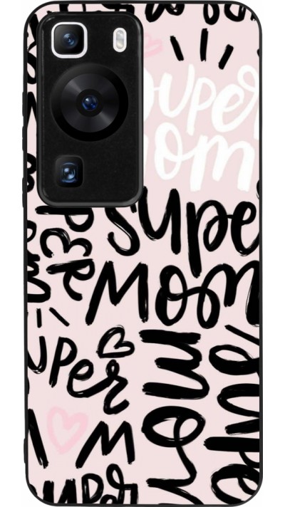 Coque Huawei P60 - Silicone rigide noir Mom 2024 Super mom