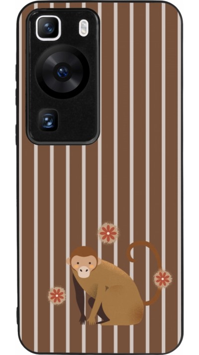 Coque Huawei P60 - Silicone rigide noir Monkey with stripes
