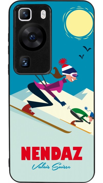 Coque Huawei P60 - Silicone rigide noir Nendaz Ski Downhill