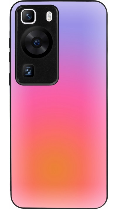 Coque Huawei P60 - Silicone rigide noir Orange Pink Blue Gradient