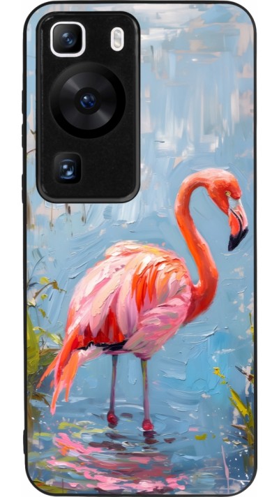 Coque Huawei P60 - Silicone rigide noir Paint Flamingo