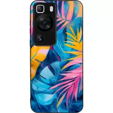 Coque Huawei P60 - Silicone rigide noir Palms Blue