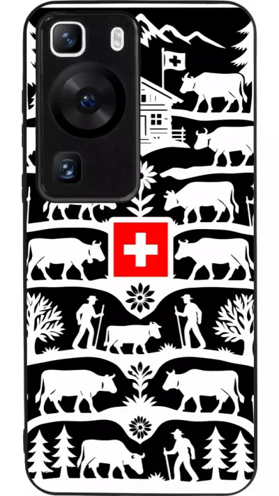 Coque Huawei P60 - Silicone rigide noir Poya Suisse 3 noir