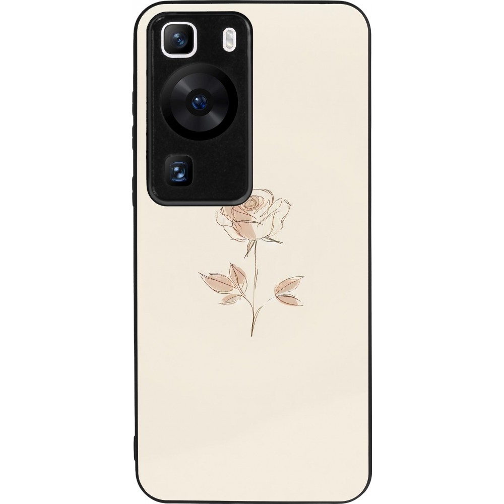 Coque Huawei P60 - Silicone rigide noir Sable Rose Minimaliste