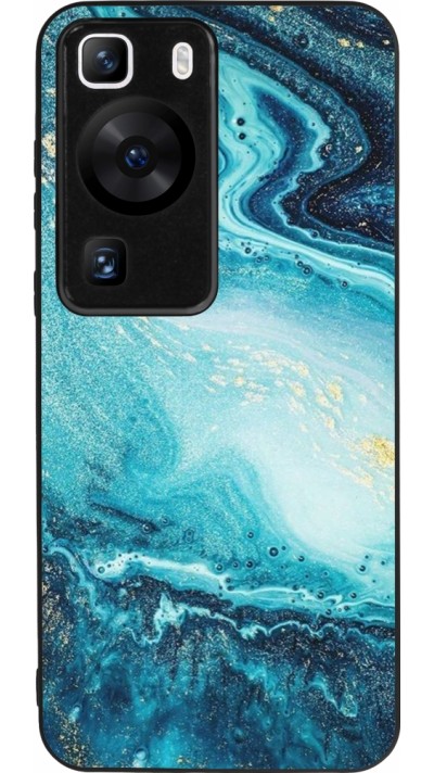 Coque Huawei P60 - Silicone rigide noir Sea Foam Blue