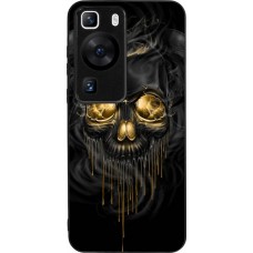 Coque Huawei P60 - Silicone rigide noir Skull 02