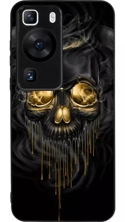 Coque Huawei P60 - Silicone rigide noir Skull 02