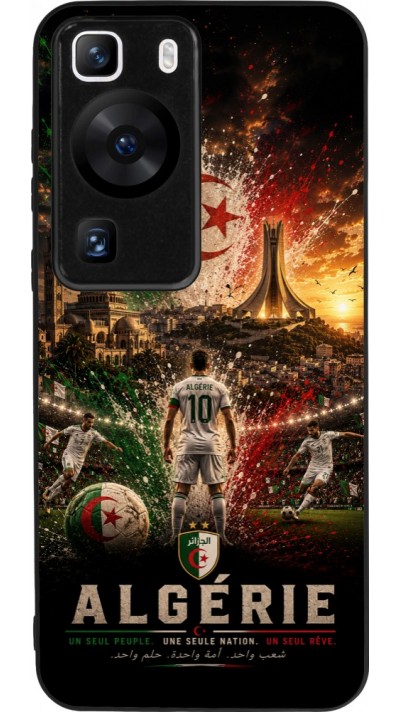Coque Huawei P60 - Silicone rigide noir Football Algérie splash 2026