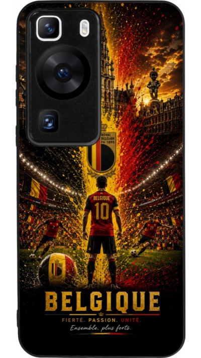 Coque Huawei P60 - Silicone rigide noir Football Belgique splash 2026