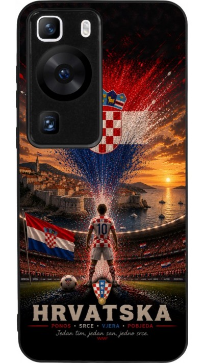 Coque Huawei P60 - Silicone rigide noir Football Croatie splash 2026