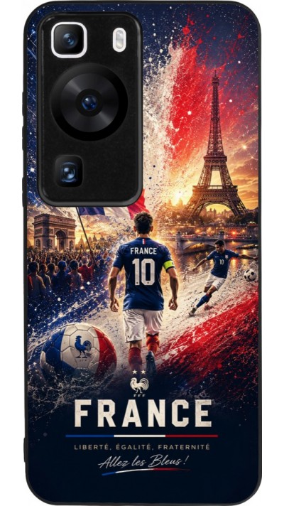 Coque Huawei P60 - Silicone rigide noir Football France splash 2026