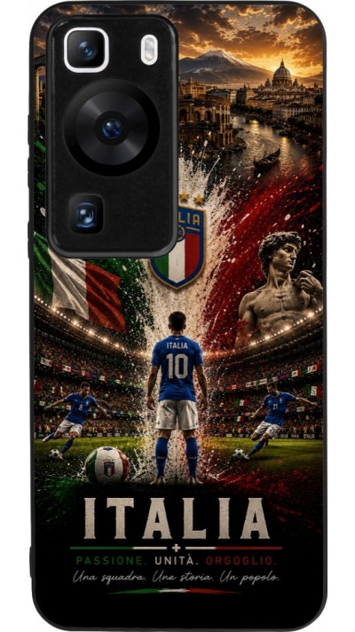 Coque Huawei P60 - Silicone rigide noir Football Italie splash 2026