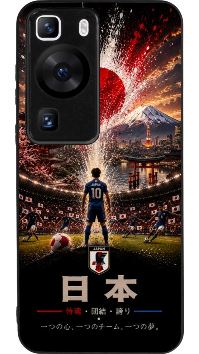Coque Huawei P60 - Silicone rigide noir Football Japon splash 2026
