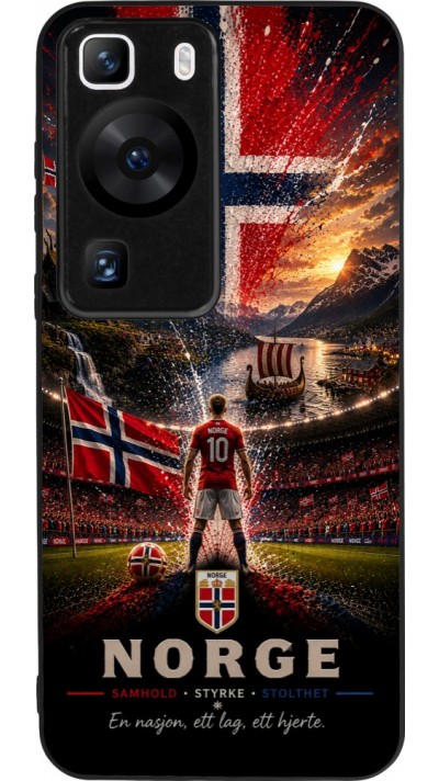 Coque Huawei P60 - Silicone rigide noir Football Norvège splash 2026