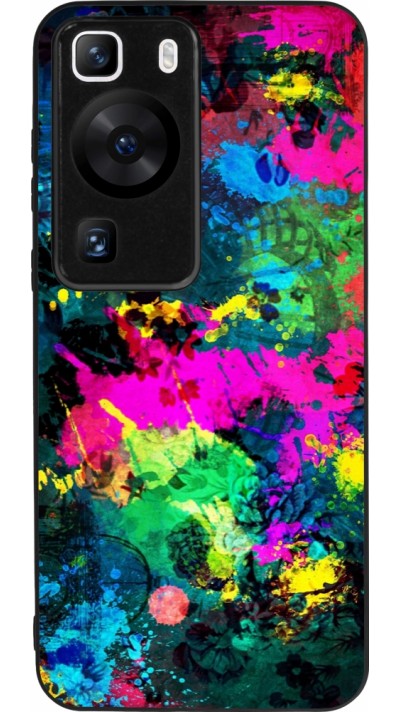 Coque Huawei P60 - Silicone rigide noir Splash paint