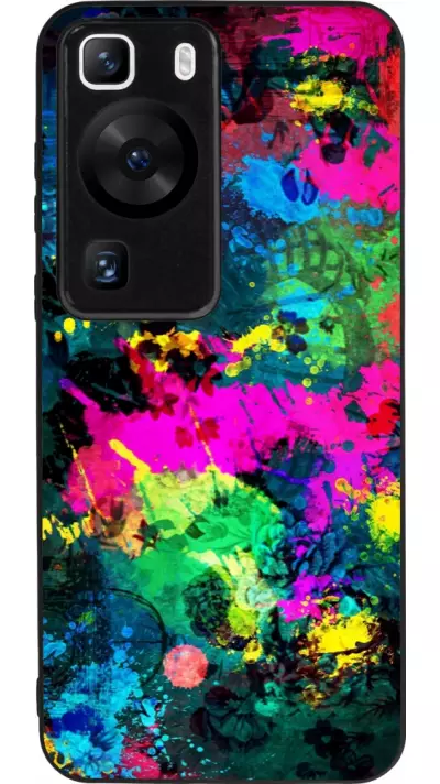 Coque Huawei P60 - Silicone rigide noir Splash paint
