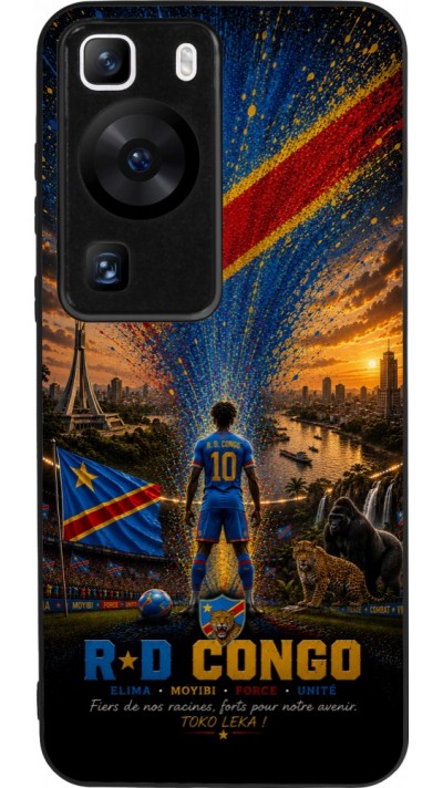 Coque Huawei P60 - Silicone rigide noir Football République démocratique du Congo splash 2026
