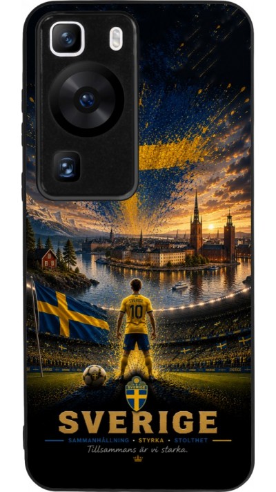 Coque Huawei P60 - Silicone rigide noir Football Suède splash 2026