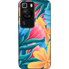 Coque Huawei P60 - Silicone rigide noir Spring 23 colorful flowers