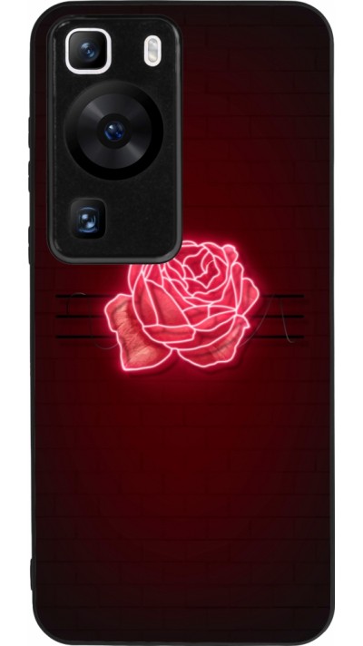 Coque Huawei P60 - Silicone rigide noir Spring 23 neon rose