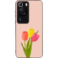 Coque Huawei P60 - Silicone rigide noir Spring 23 tulip trio