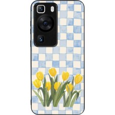 Coque Huawei P60 - Silicone rigide noir Blue vichy tulips Spring 2026