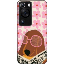 Coque Huawei P60 - Silicone rigide noir Dog with newspaper Spring 2026