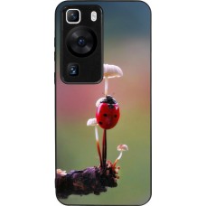 Coque Huawei P60 - Silicone rigide noir Ladybird on a mushroom Spring 2026