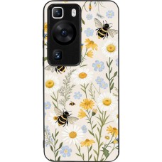 Coque Huawei P60 - Silicone rigide noir Pattern bees Spring 2026