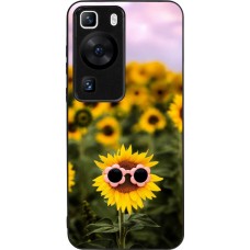 Coque Huawei P60 - Silicone rigide noir Sunflower with glasses Spring 2026