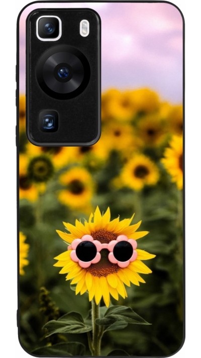 Huawei P60 Case Hülle - Silikon schwarz Sunflower with glasses Spring 2026