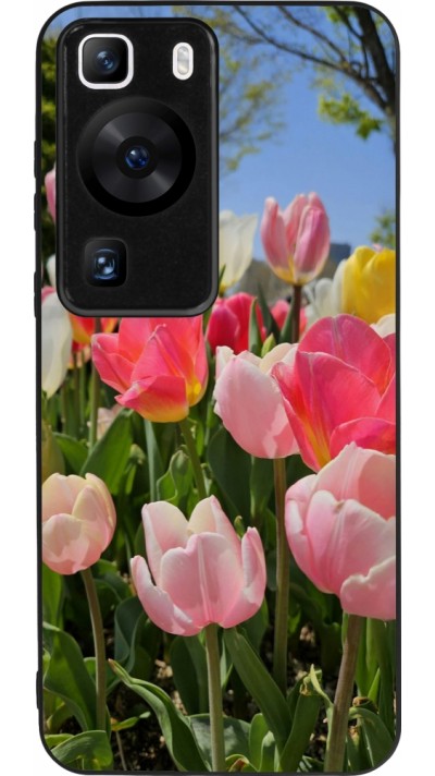 Huawei P60 Case Hülle - Silikon schwarz Tulips Spring 2026