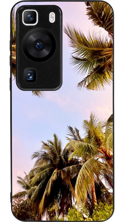 Coque Huawei P60 - Silicone rigide noir Summer 2023 palm tree vibe