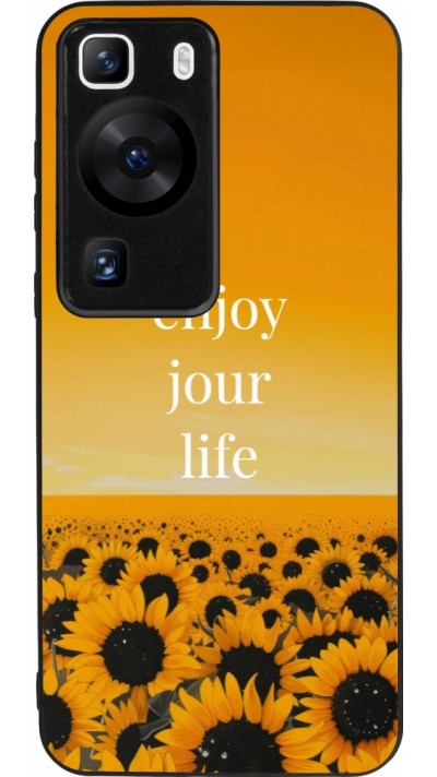Coque Huawei P60 - Silicone rigide noir Summer 2025 Enjoy your life