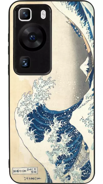 Coque Huawei P60 - Silicone rigide noir Tableau art - La Grande Vague de Kanagawa - Hokusai