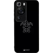 Coque Huawei P60 - Silicone rigide noir Turtles lines on black