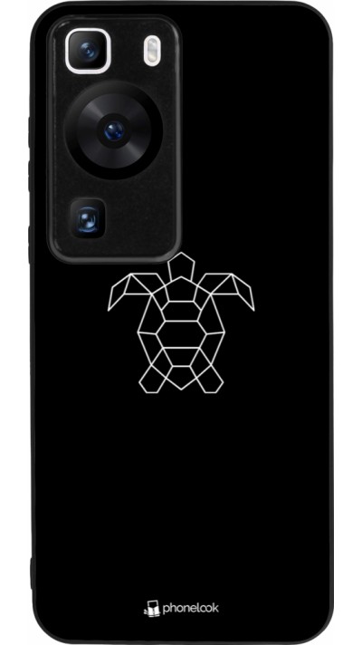 Huawei P60 Case Hülle - Silikon schwarz Turtles lines on black