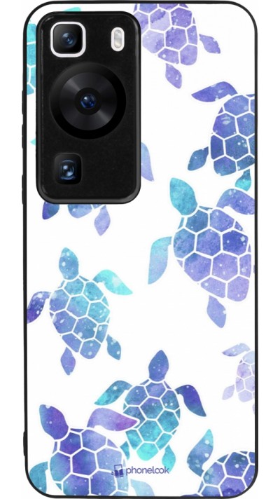 Huawei P60 Case Hülle - Silikon schwarz Turtles pattern watercolor