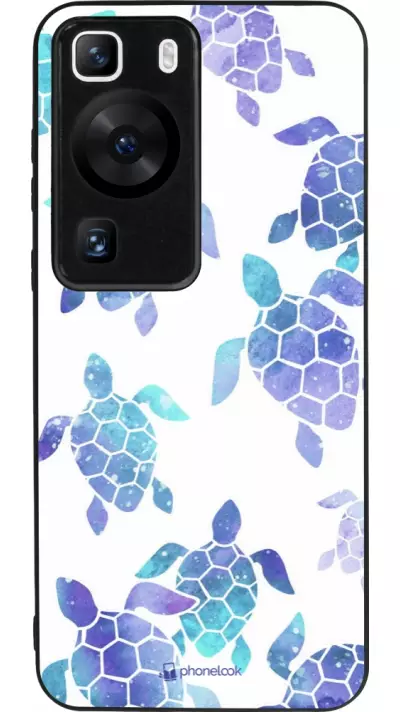 Coque Huawei P60 - Silicone rigide noir Turtles pattern watercolor