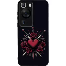 Coque Huawei P60 - Silicone rigide noir Valentine 2024 gothic love