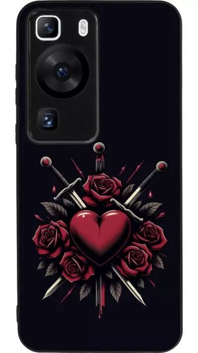 Coque Huawei P60 - Silicone rigide noir Valentine 2024 gothic love