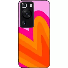 Coque Huawei P60 - Silicone rigide noir Valentine 2024 heart gradient