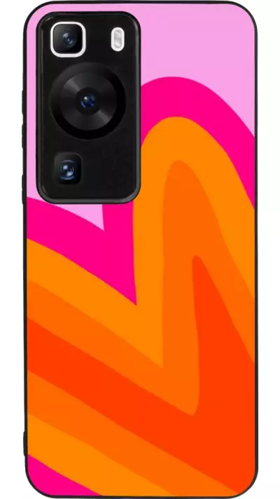 Coque Huawei P60 - Silicone rigide noir Valentine 2024 heart gradient