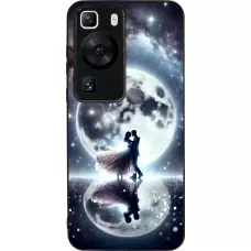 Coque Huawei P60 - Silicone rigide noir Valentine 2024 Love under the moon
