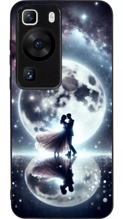 Coque Huawei P60 - Silicone rigide noir Valentine 2024 Love under the moon