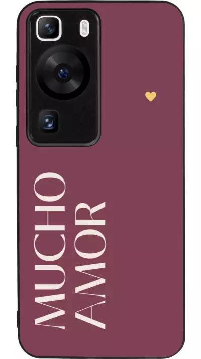 Coque Huawei P60 - Silicone rigide noir Valentine 2024 mucho amor rosado