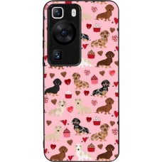 Coque Huawei P60 - Silicone rigide noir Valentine 2024 puppy love