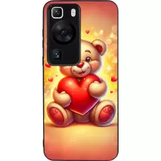 Coque Huawei P60 - Silicone rigide noir Valentine 2024 Teddy love