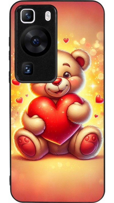 Huawei P60 Case Hülle - Silikon schwarz Valentin 2024 Teddy Liebe