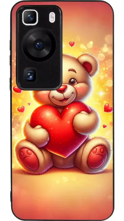 Coque Huawei P60 - Silicone rigide noir Valentine 2024 Teddy love